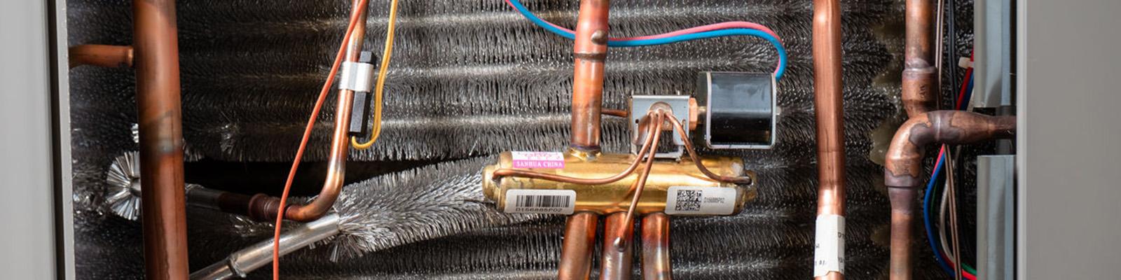 Closeup of the Inside of an AC Condenser Unit