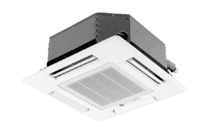 Trane Konnect series multi split heat pump embedded in ceiling cassette.