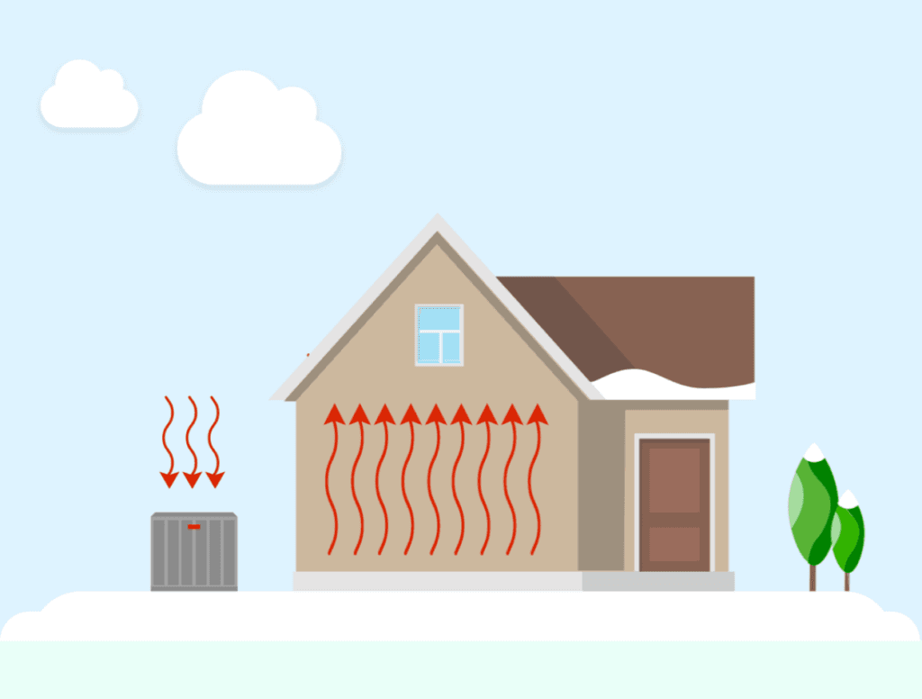 Illustration of outdoor air moving into a home
