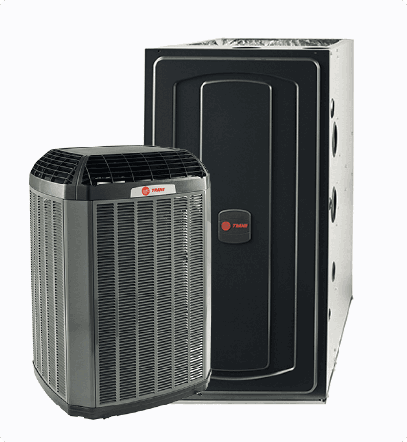 A Trane hybrid system featuring a furnace and an air conditioner.