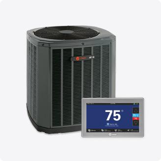 A Trane AC unit with smart thermostat.