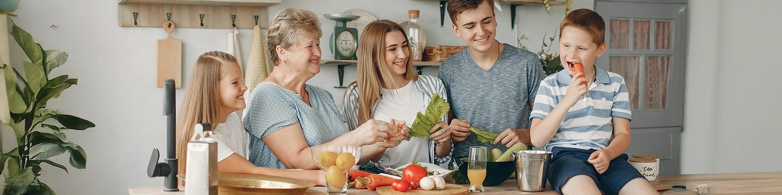Home Interior with Family in the Kitchen
