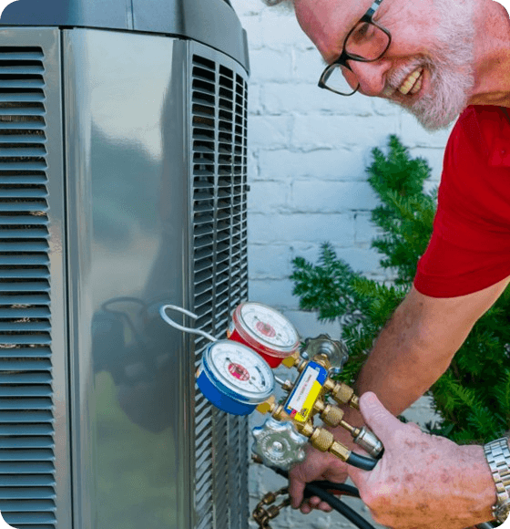 Trane specialist testing air conditioner performance