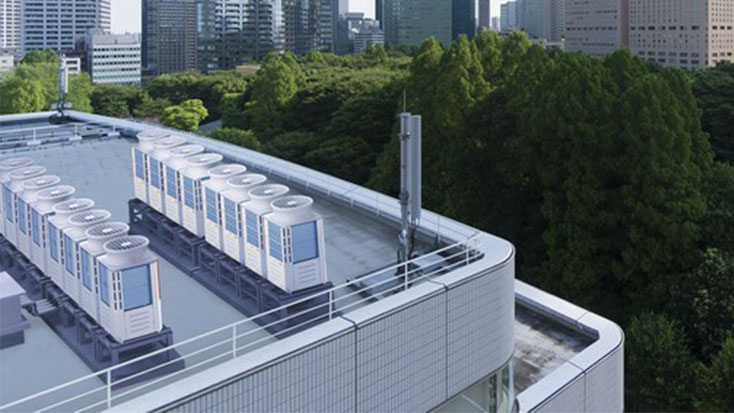 Mitsubishi units on rooftop