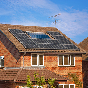 Solar panels on house roof