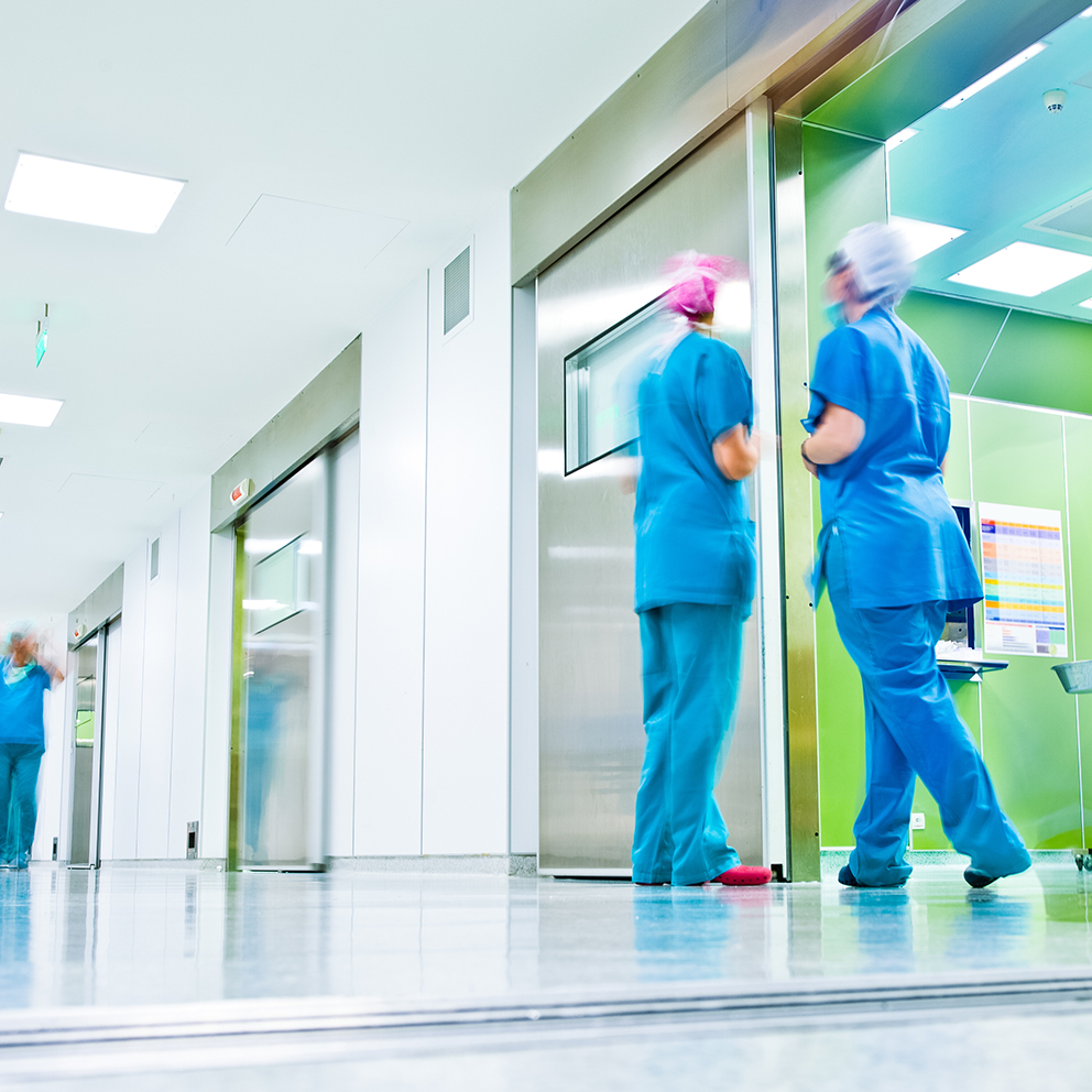 Blurred doctors surgery corridor