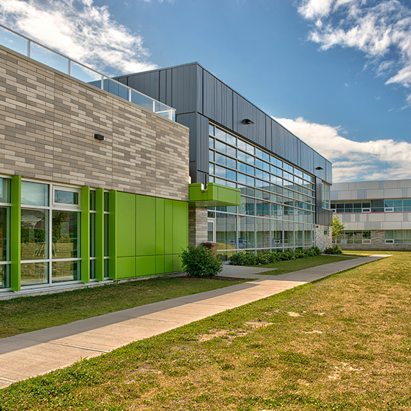 Exterior view of a modern school building