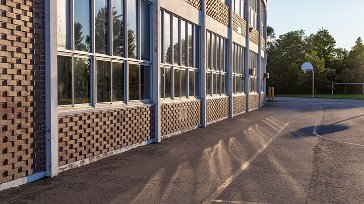 Energy-efficient windows installed in a school building
