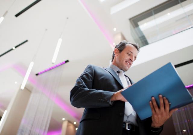 Businessman reading report