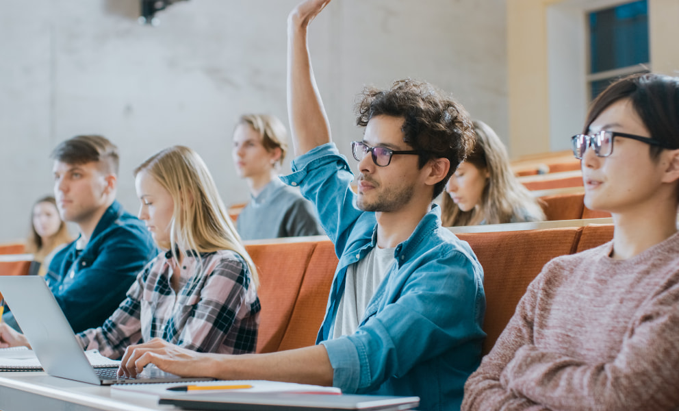 Students learning in a class