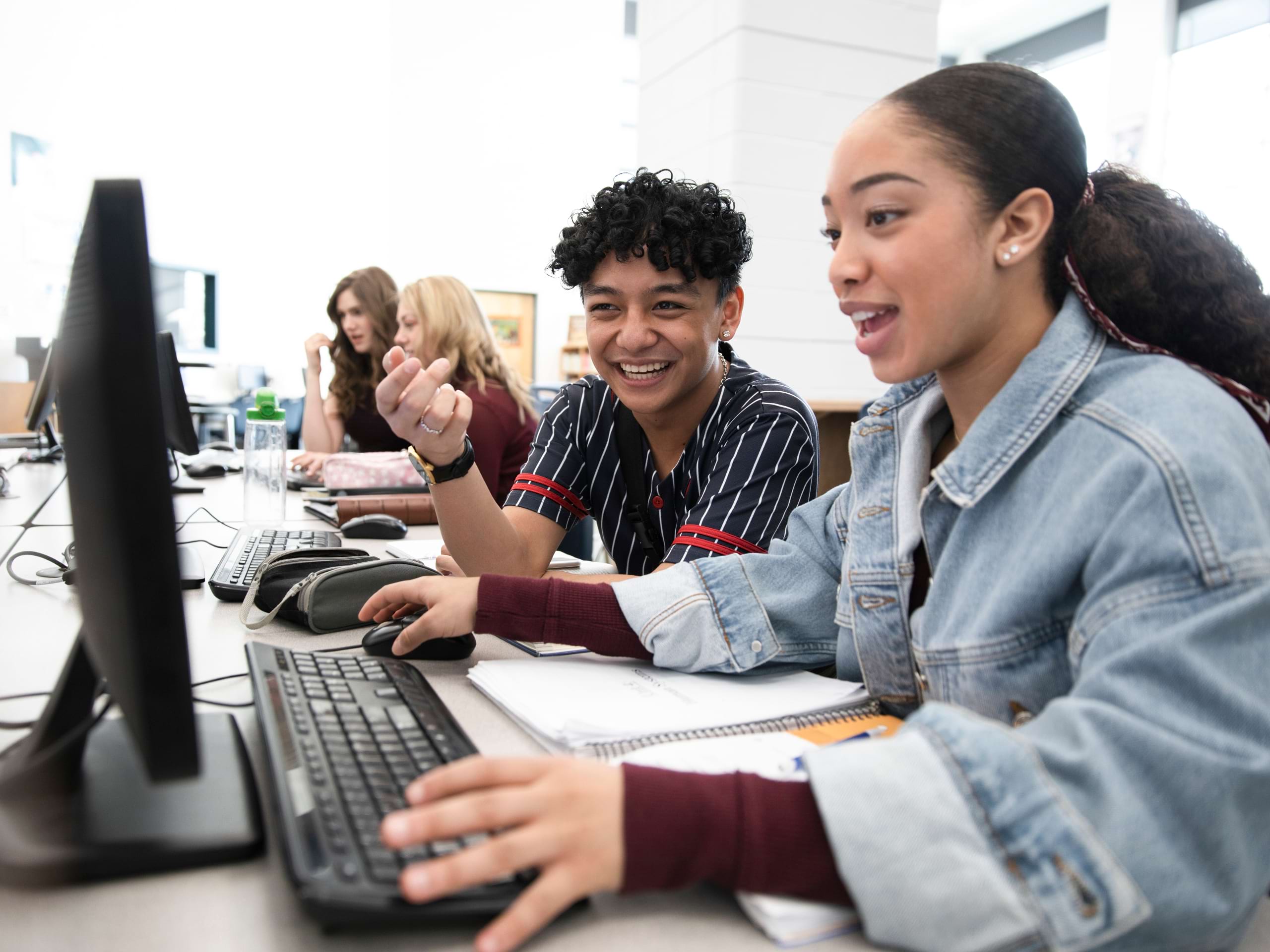 Students learning in a classroom