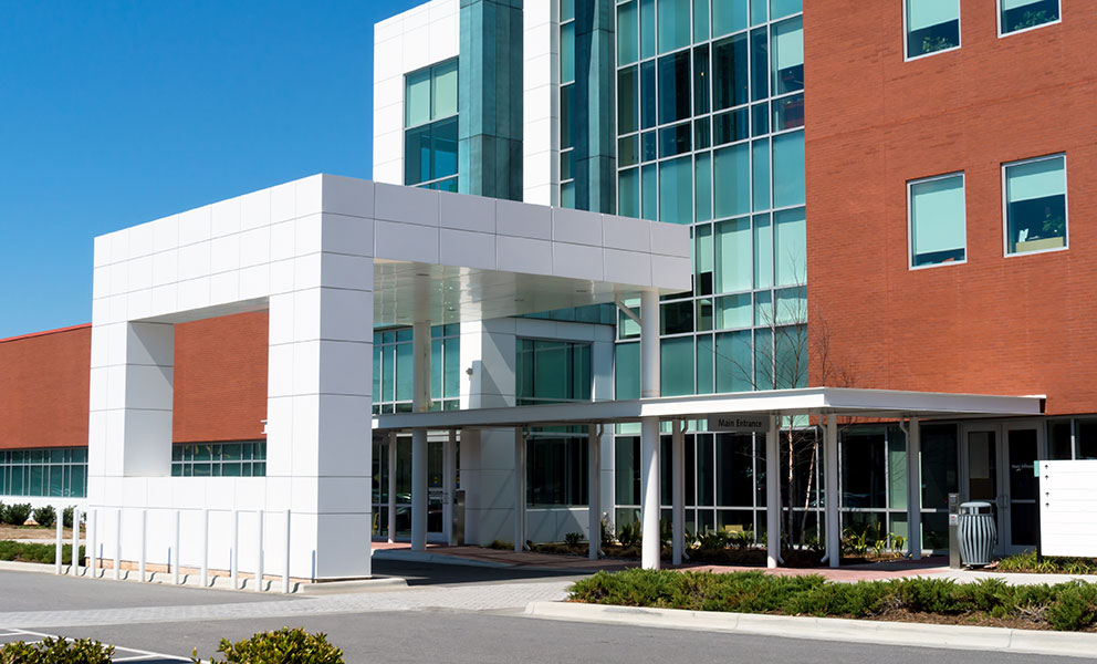 The modern medical building main entrance