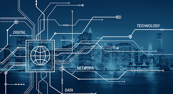 Wireless Controls Diagram over a cityscape