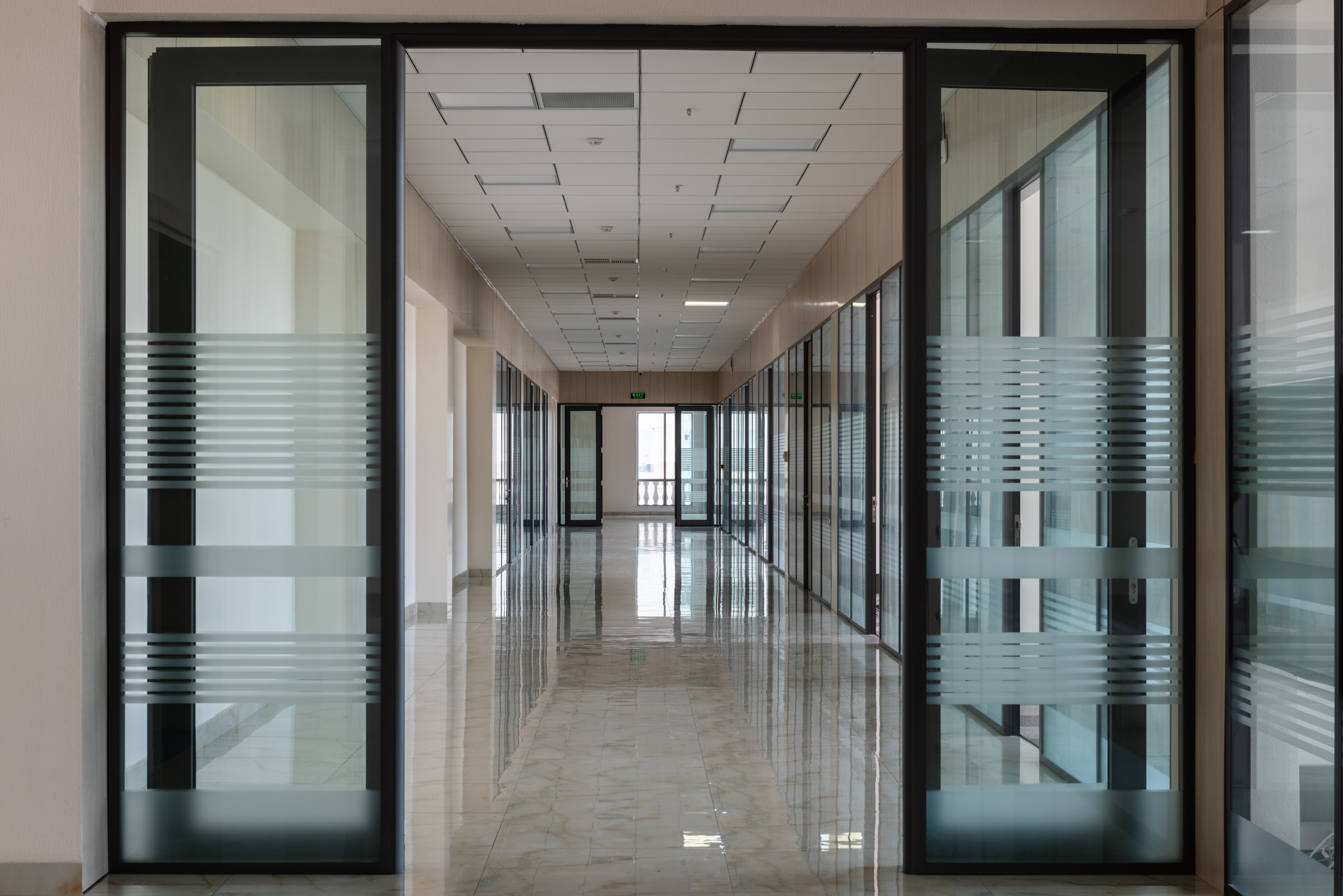 Large empty office corridor