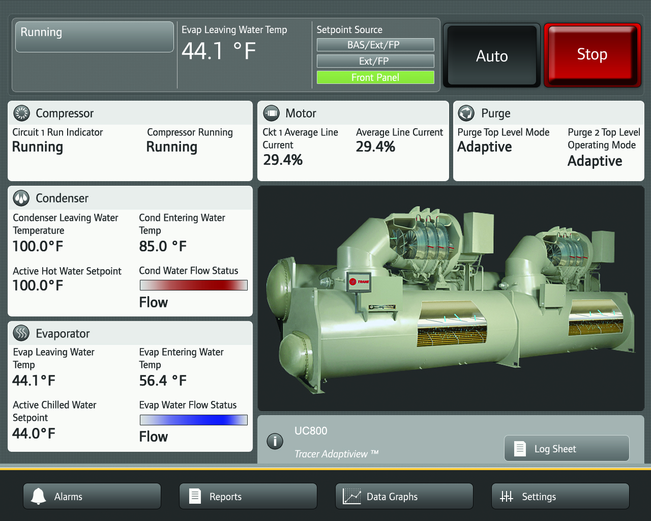 Chiller CDHF AdaptiView interface