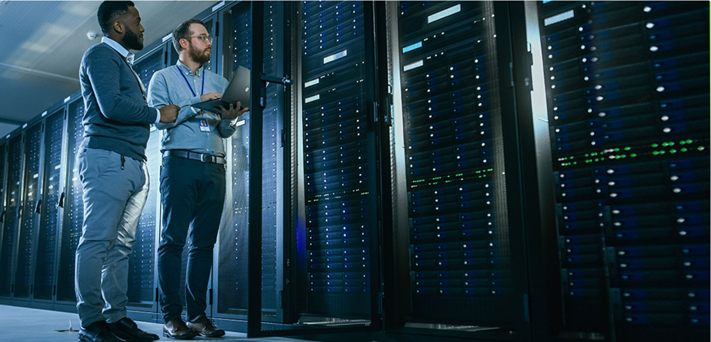 Two men working in Data Center