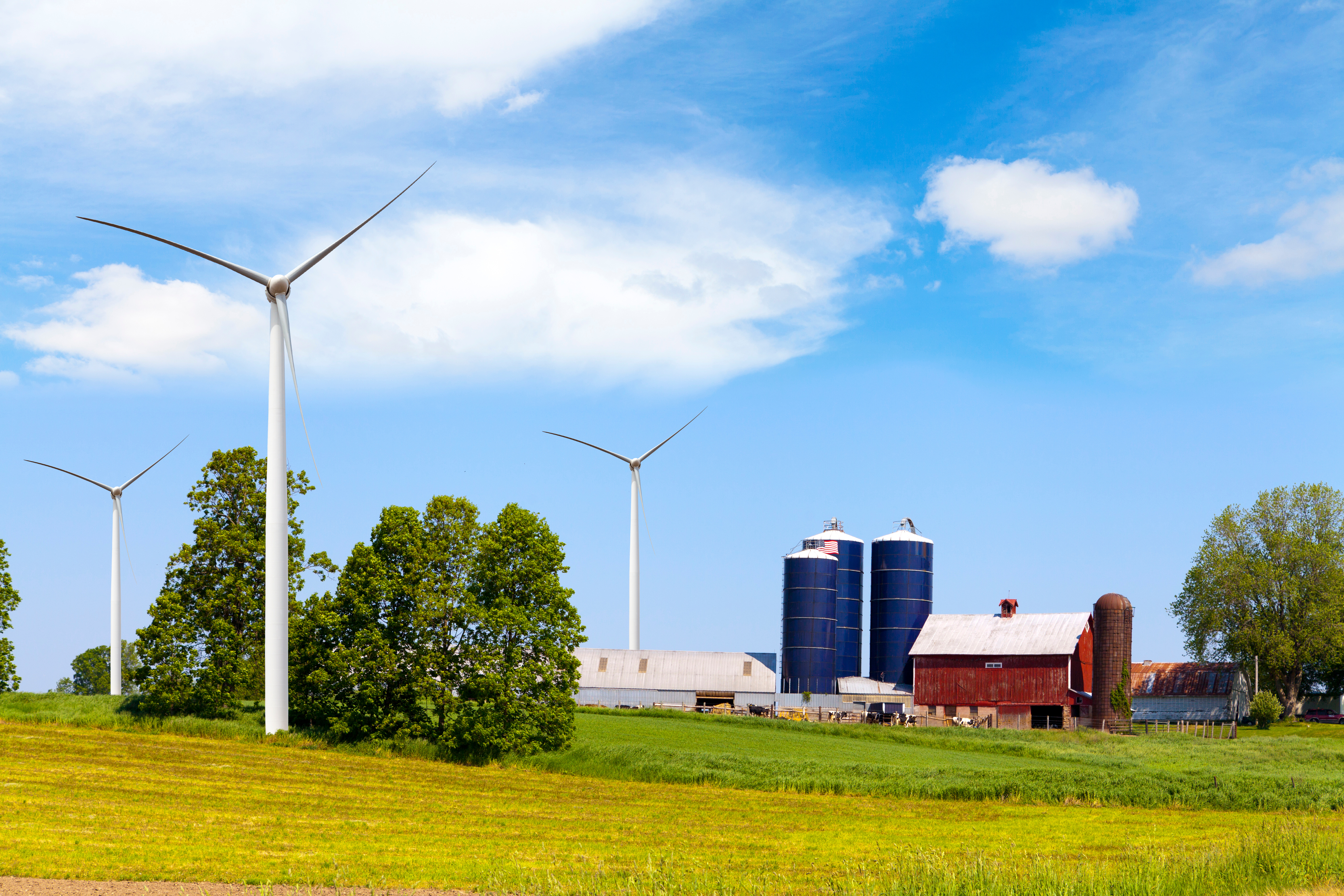 American Countryside With Windmill