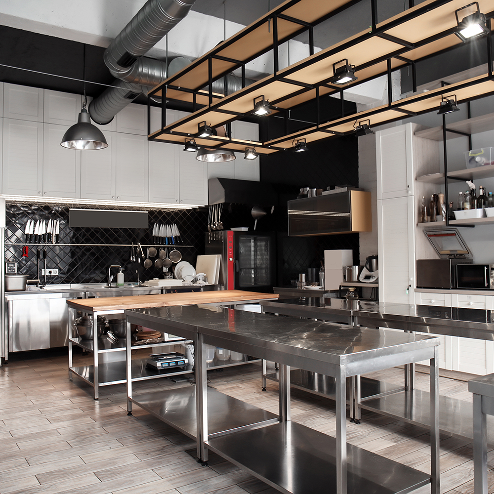 Interior of professional kitchen in restaurant